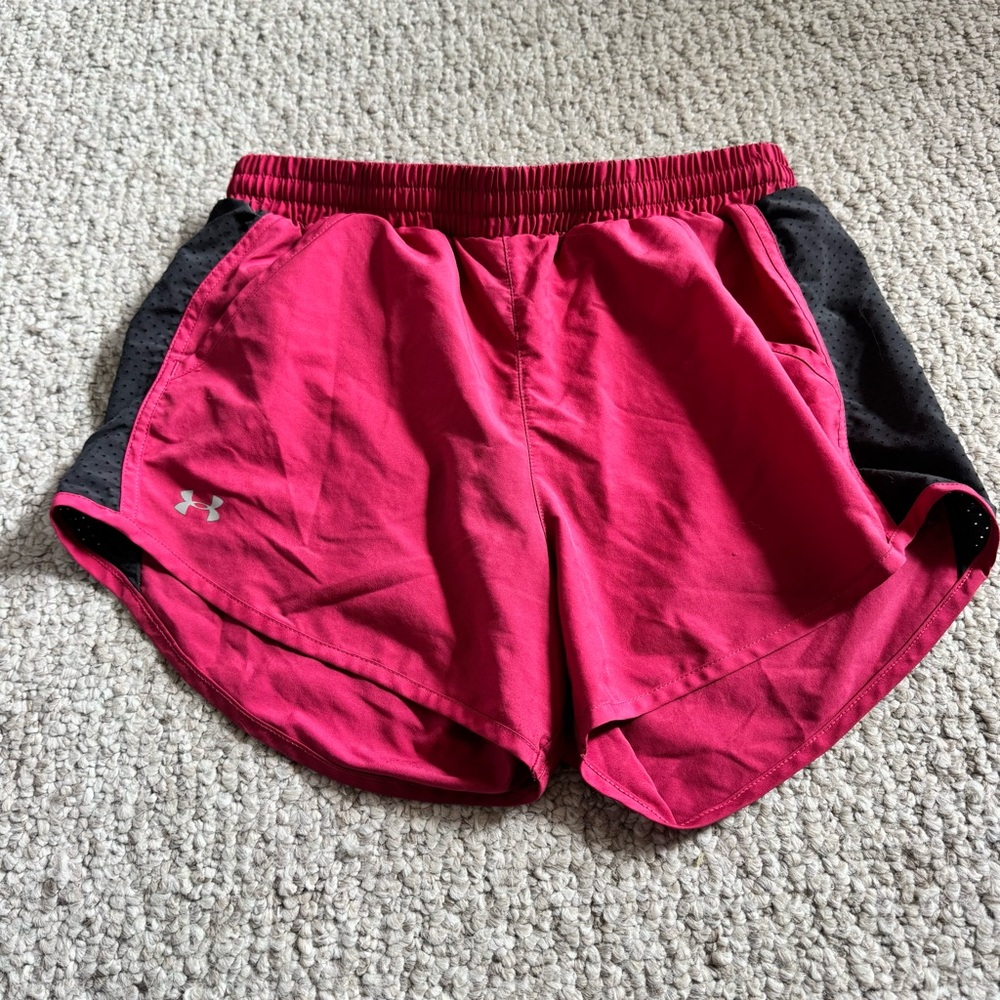 Under Armour Pink and Black Athletic Shorts with Pockets